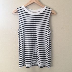 Ann Taylor Loft B&W Striped Tank Top